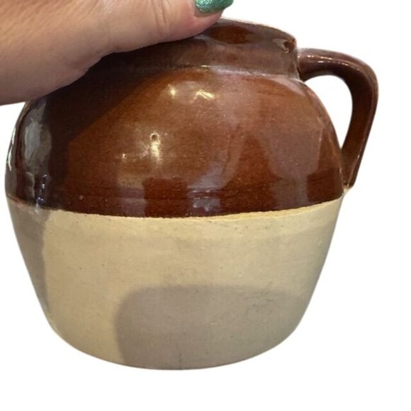 Vintage 2 Quart Stoneware Crock Jar With Handle - Picture 4 of 7
